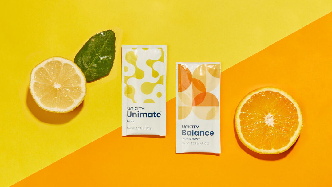 Unicity Feel Great System Pack - 1 Natural Orange Balance + 2 Natural Lemon Unimate - 30 Day Supply